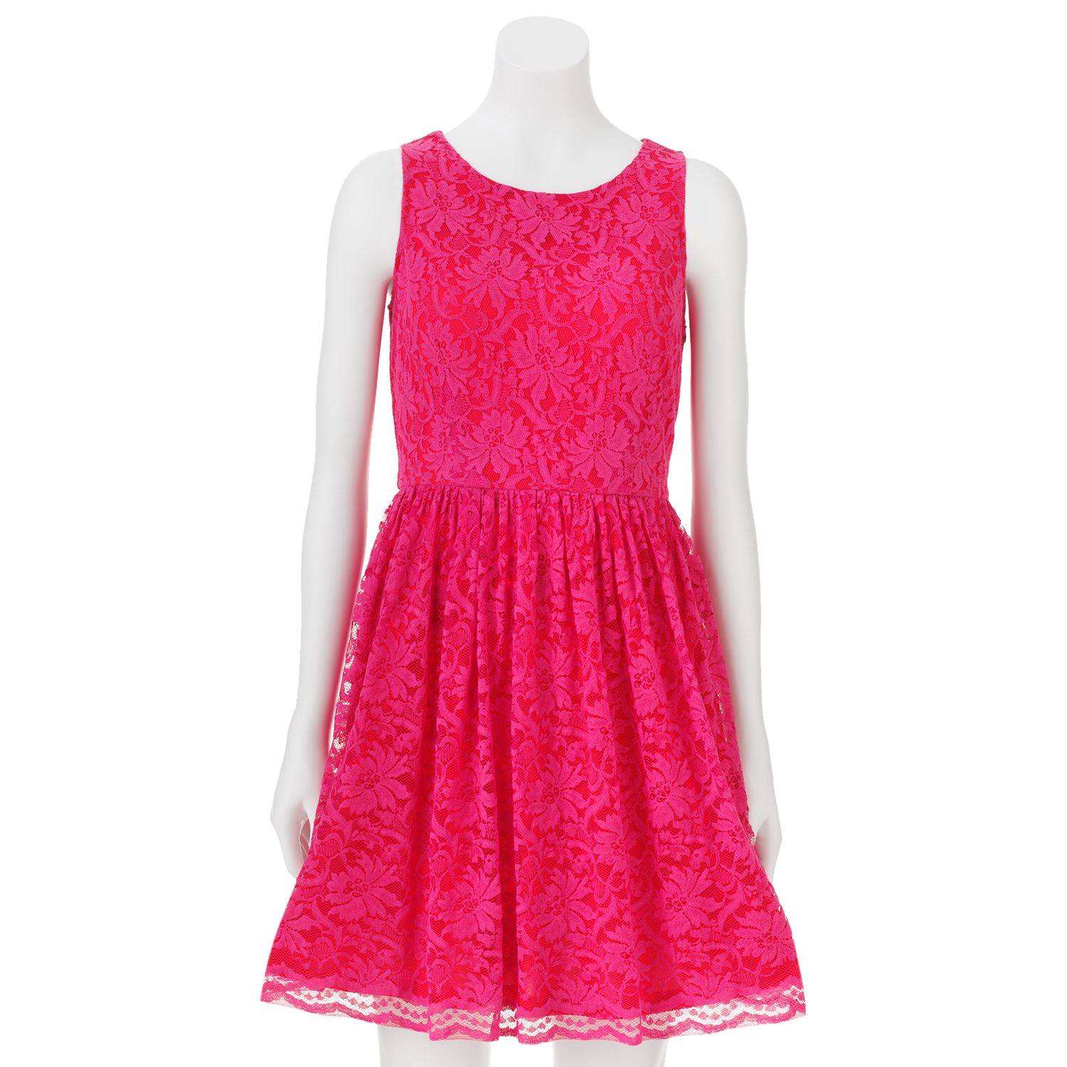 Juniors' Ultra Pink Lace Dress